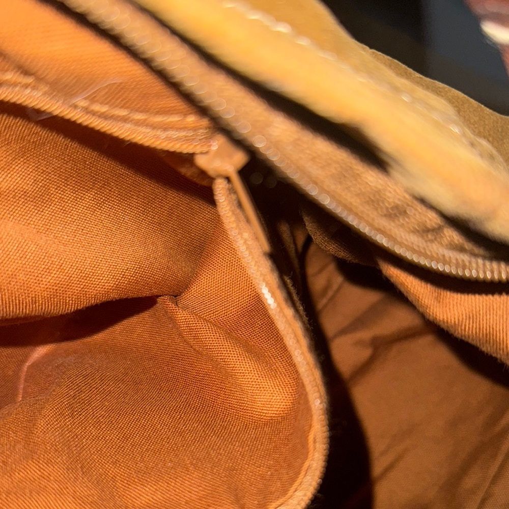 Fossil Brown Corduroy Shoulder Bag With Leather Strap EUC - Picture 6 of 9